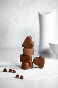 Chocolate hearts in a stack